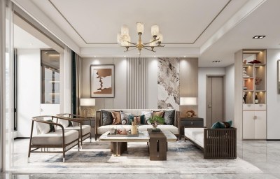 新中式客餐厅3D模型下载